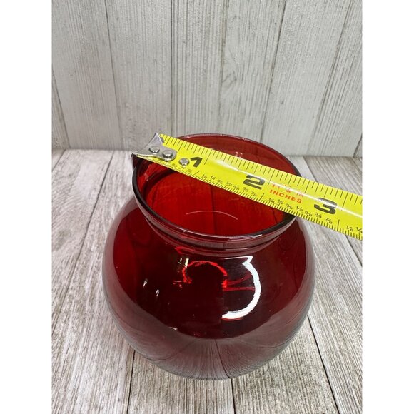Vintage Ruby Red Glass Vase Bulbous Ball Holiday Home Decor 4" Tall Christmas - Picture 6 of 10